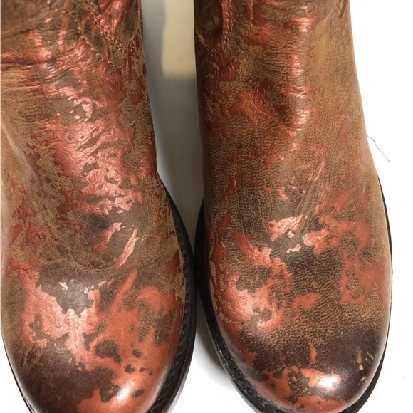 Stetson Women Short Cowboy Boots Bronze Copper Color With Studded Detail Unique - Picture 8 of 14